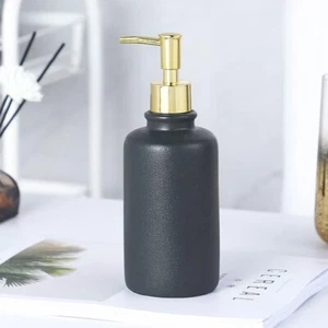 Ceramic Premium Liquid Soap Lotion Dispenser Hand Wash Black 400 ml - Picture 1 of 4