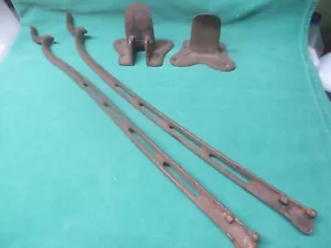 2 Antique Cast Iron Hooks-Horse Tack Harness Tool Wall Rack Holder Barn Racine - Picture 1 of 6