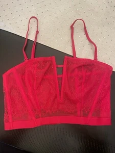 Victoria’s Secret Sexy Red Lace Corset Top Bra Lingerie NWOT - Picture 1 of 23