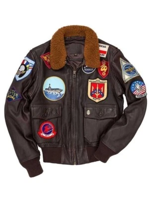 Men's Leather Bomber Flight Jacket | Tom Cruise Top Gun Pete Maverick Inspired - Image 1 of 3