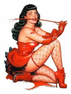 Sexy DOMINATRIX Bettie Page VINTAGE PinUp Girl Window Sticker RETRO Tablet Decal - Picture 1 of 1