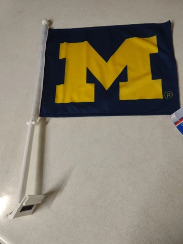 Officially Licensed NCAA Michigan Wolverines Team Logo Blue Car Window Flag Cover