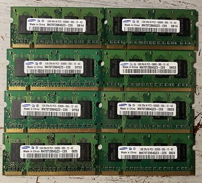 Samsung 8GB Laptop RAM (8 x 1GB SODIMMs) PC2-5300 DDR2 667MHz M470T2864QZ3-CE6 - Image 1 of 3