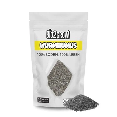 Bio2grow Wurmhumus - Wurmdünger 100% reiner, organischer Wurmhumus, Wurmmist