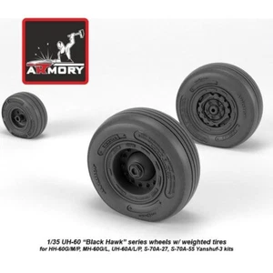 UH-60 Black Hawk wheels w/ weighted tires Armory Models AR AW35303 Scale 1/35 - Picture 1 of 4
