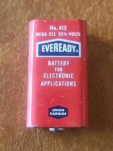 Eveready No. Vintage Batería 412 NEDA 215 22 1/2 voltios. artículo expositor - Imagen 1 de 4