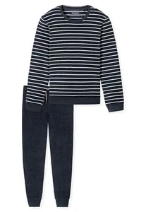 Schiesser Frottee Schlafanzug 181929 804 202 Pyjama nachtblau gestreift - Bild 1 von 7