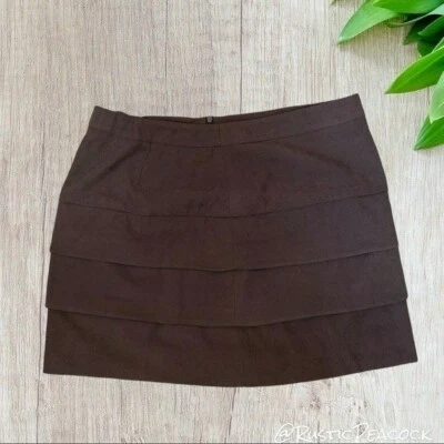 Minifalda Larry Levine para mujer talla 12 marrón oscuro forrada en capas informal con cremallera Foto 1 de 4