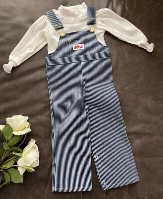 Vtg Railroad Engineer Overalls Denim Bib Stone Apparel Sz 2T Carters Turtleneck - Image 1 of 4