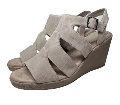 Giani Bernini Women’s 10M Taupe Leather Strappy Wedge Heels New In Box - Image 1 of 4