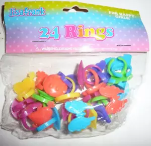 NEU versiegelt 1990er Vintage Lisa Frank verschiedene Figuren 24 Ringe Party Gefälligkeiten S29 - Bild 1 von 2