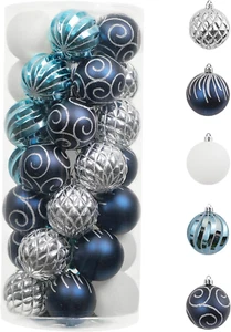 Ornaments for Christmas Trees, 35Ct Navy Blue and Silver Shatterproof Christmas - Picture 1 of 6