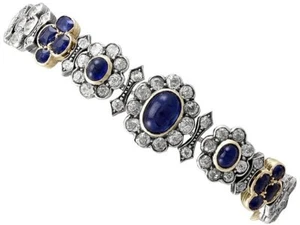 8.80ct Natural Round Diamond 14k Yellow Gold Sapphire Wedding Tennis Bracelet - Picture 1 of 10