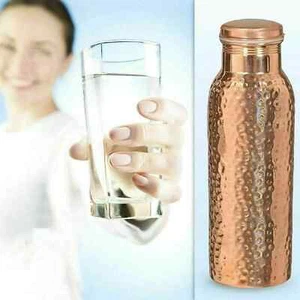 Kupfer 100 % rein Ayurveda gesundheitlicher Nutzen handgehämmert Wasserflasche Behälter - Bild 1 von 4