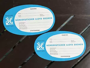 Unbenutzte Reiseklasse Kabine Gepäck Etiketten/Aufkleber x2 - Norddeutscher Lloyd - Bild 1 von 2