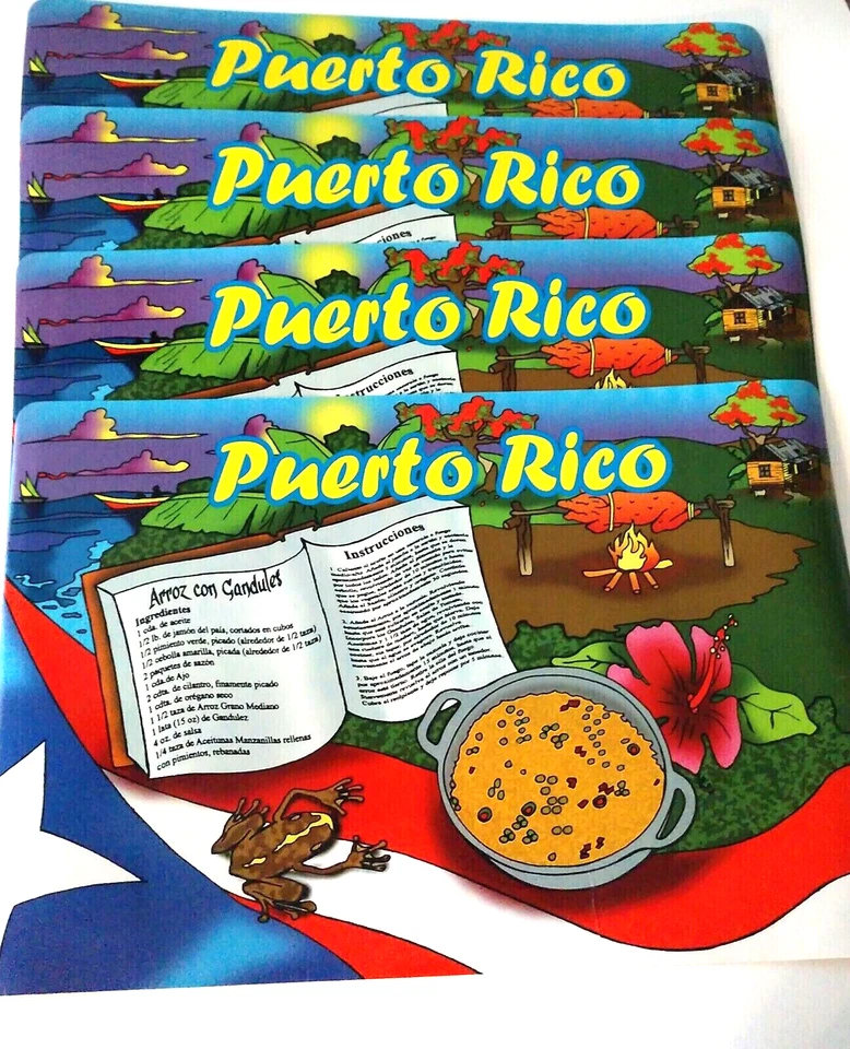 Placemats Porto Rico Flag Dinning Table Cutlery Linen Kitchen Food Fiesta PartyB - Image 1 of 1