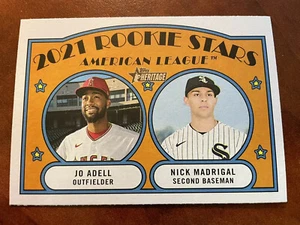 2021 Heritage Topps Jo Adell Nick Madrigal Rookie Stars #187 - Picture 1 of 3
