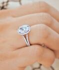 Split Shank Engagement Ring 2.5Ct Oval Simulated Diamond 14K White Gold Size 6.5
