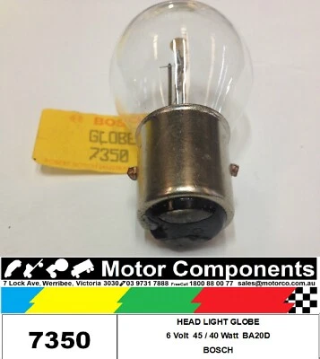6 VOLT 45/40 Watt HEADLAMP GLOBE NEW  6V BULBS  BA20D - Image 1 of 4