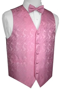MEN'S ROSE PAISLEY FORMAL DRESS TUXEDO VEST & BOW-TIE. WEDDING PROM HOMECOMING - Picture 1 of 5