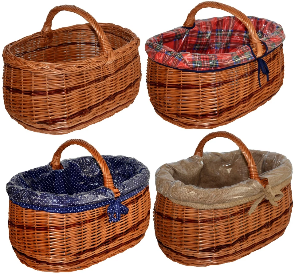 Einkaufskorb 50cm Groß Weidenkorb WIKLER Autokorb Weide Stoff Einlage Korb - Bild 1 von 1