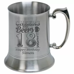 Personalised Birthday Tankard Silver or Black 500ml 18 21 30 40 50 60 70 80 90 - Picture 1 of 21