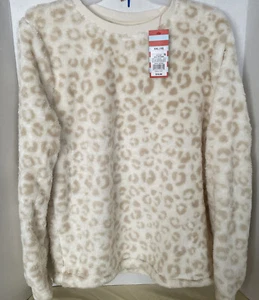 Cat & Jack Girls' Sherpa Pullover Sweatshirt Size XXL 18. Animal Print. - Picture 1 of 4