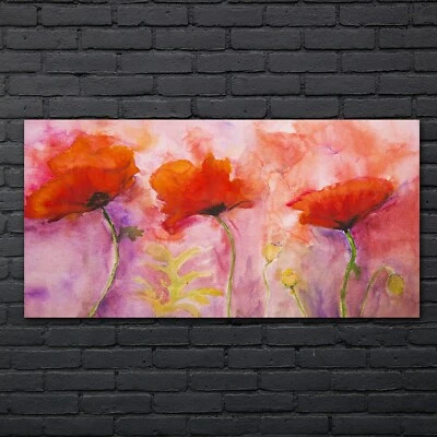 Gemälde Blumen Mohnblumen Kunst 140x70 Acrylglasbild Plexiglas Wandbild - Bild 1 von 4