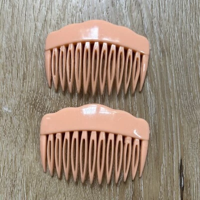Vintage Peach Hair Comb Scalloped Edge Marked Hong Kong 1980’s - Image 1 of 4