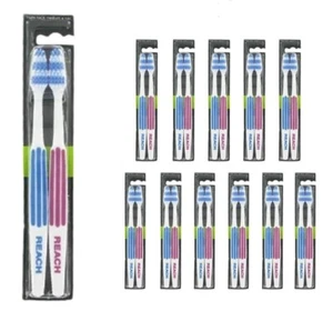 Cepillo de dientes Listerine Reach Interdental Twin mediano agarre de goma suave / paquete de 12 - Imagen 1 de 1