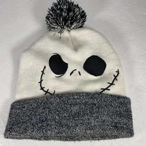 Nightmare Before Christmas Jack Skellington Erwachsene Einheitsgröße Beanie Mütze grau weiß - Bild 1 von 7
