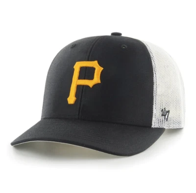 Chapéu ajustável Pittsburgh Pirates '47 marca preto caminhoneiro - Imagem 1 de 2