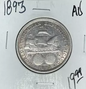 MEDIO DÓLAR CONMEMORATIVO DE PLATA EXPO 1893 ~ AU ~BONITA MONEDA~ - Imagen 1 de 2