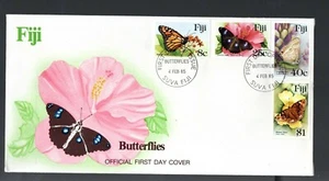 Fiji 1985 Set Sellos Mariposa/Mariposa (Michel 517/20) Bonito Usado en FDC - Imagen 1 de 1