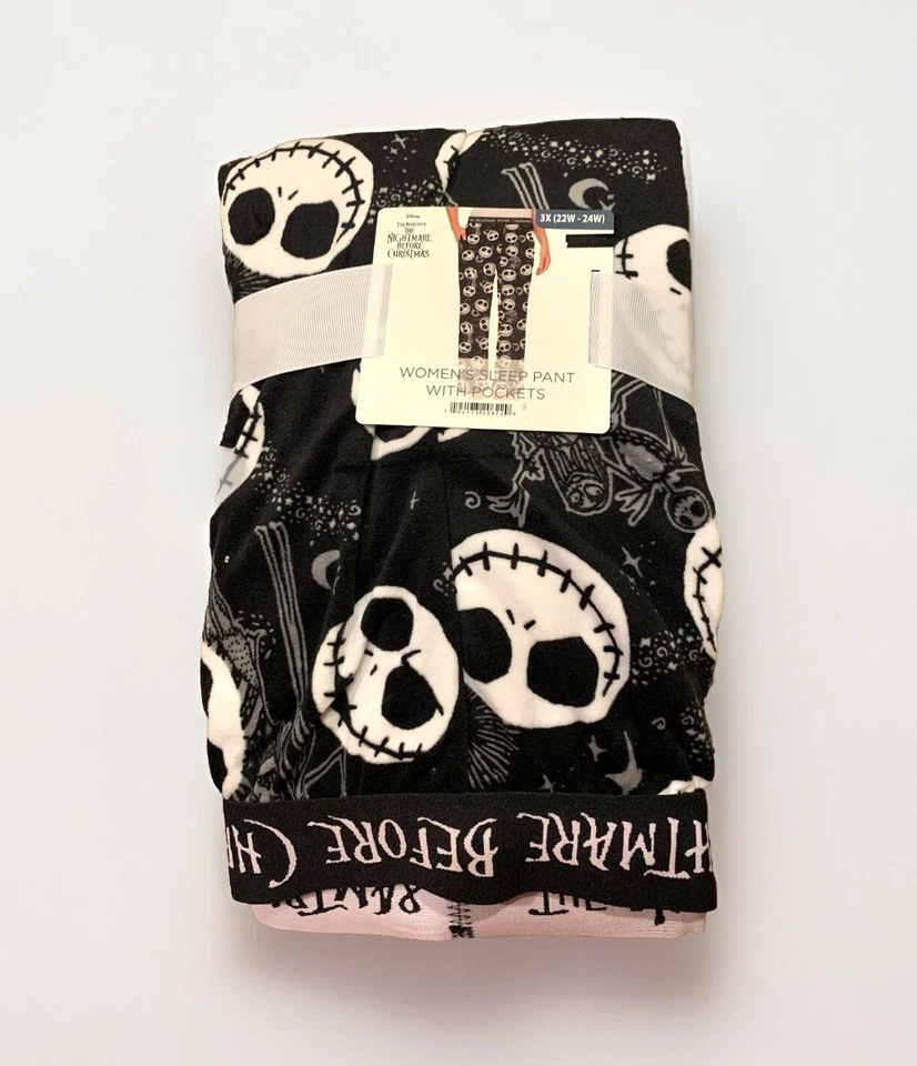 Disney The Nightmare Before Christmas Womens Sleep Pants Pockets Black 3-24W