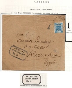 Palestine Jerusalem 28.AP.18 Censored Cover, pmk APO SZ44 to Alexandria - Picture 1 of 3