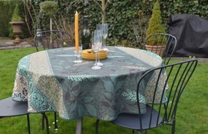 Tablecloth Provence 180 CM Round Green Beige Vine from France Easy-Care - Picture 1 of 6