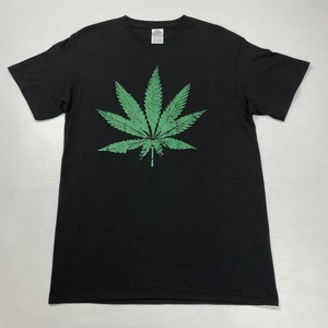 Delta Herren T-Shirt M schwarz Grasblatt großes Logo Grafik Kiffer Droge Punk lustig - Bild 1 von 9
