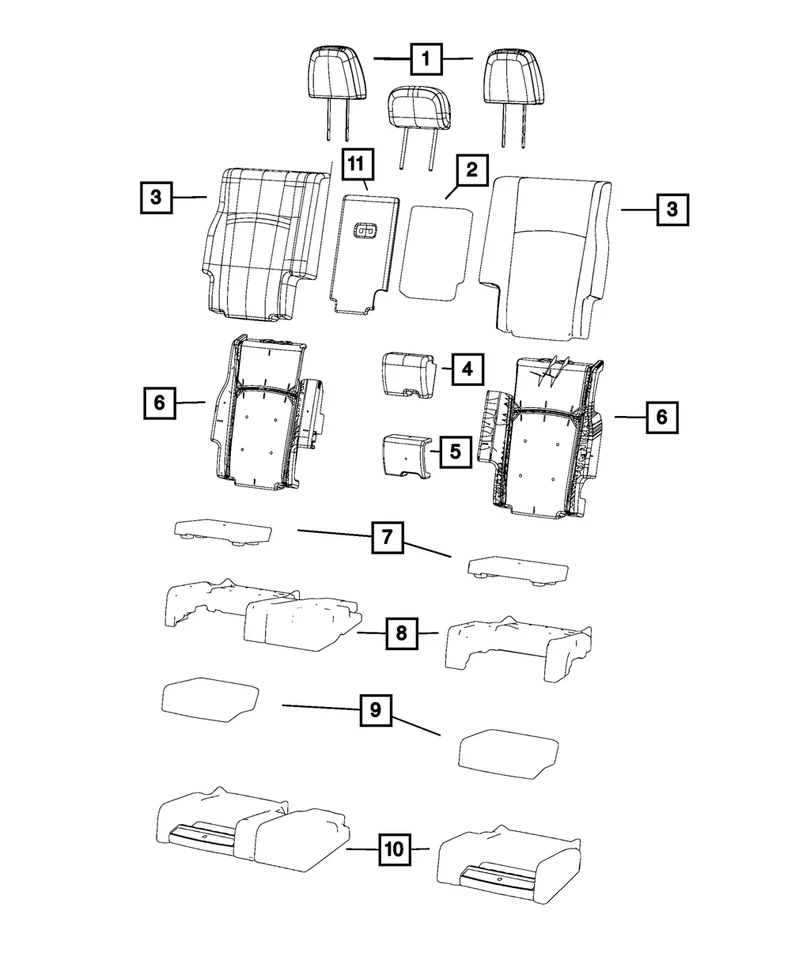 Genuine Mopar Rear Seat Cushion Cover Right 1UQ66DX9AA - Image 1 of 1