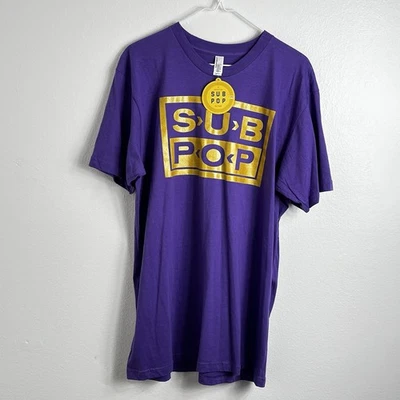 Sub Pop Records T Shirt Size XL Purple Gold Logo NWT - Image 1 of 4
