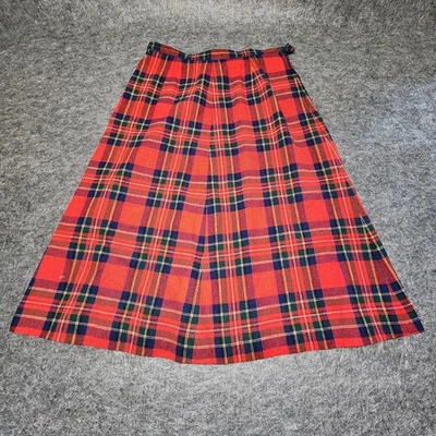 Womens Vintage Pendleton Virgin Wool Red Tartan Plaid Long Skirt Lined 12 - Image 1 of 4
