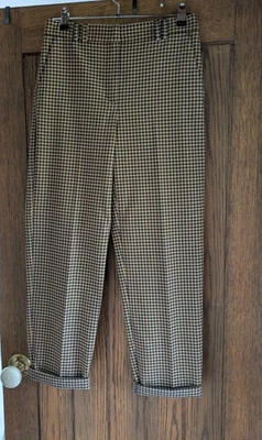 Marks And Spencer's Collection Navy Mustard Houndstooth Check Trousers Size 8 - Image 1 of 4