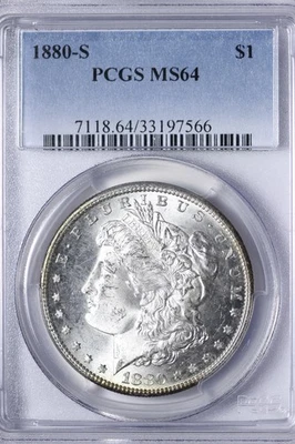 BU 1880-S Morgan Silver Dollar PCGS MS64 Flashy Luster! See Video WXLL - Image 1 of 4