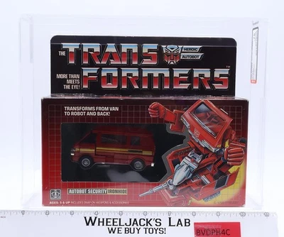 Sello de cinta Hasbro Ironhide No Rubsign AFA CALIFICADO 75 75/80/85 G1 Transformers Foto 1 de 4