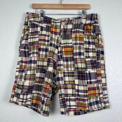 Y2K мужские шорты 32 многоцветный пэчворк Мадрас клетку 100% хлопок богемное опрятный - Изображение 1 из 4