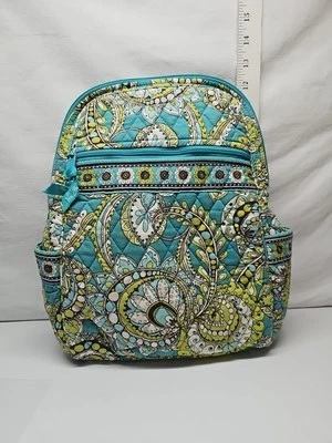 Mini Mochila Vera Bradley Paisley Floral Pavo Real Turquesa Doble Correa Cremalleras Foto 1 de 3
