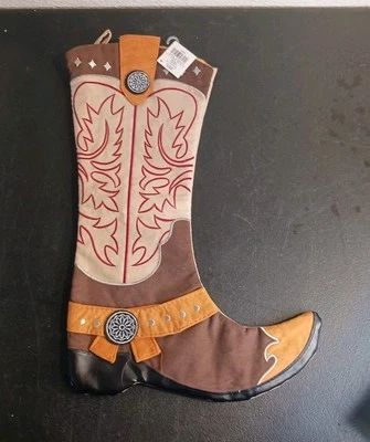 Western Navidad Medias Marrón Bota de Vaquero Imitación Cuero Nuevo País  Foto 1 de 2