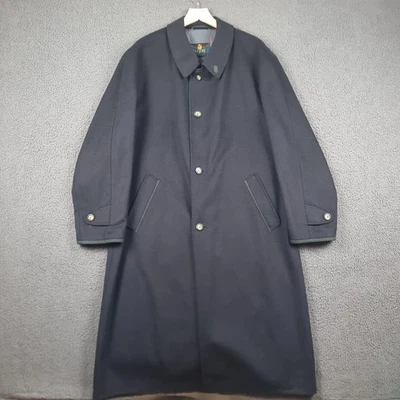 BUGATTI Coat Mens 2XL 54 Navy Blue Alpen Loden Wool Long Overcoat Trench Coat - Image 1 of 4