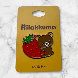Sanrio San-X Rilakkuma Enamel Pin KUMA with STRAWBERRY - Picture 1 of 2