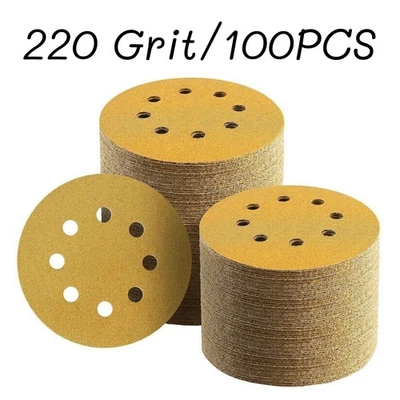 100 piezas discos de lijado de gancho y bucle de 5 pulgadas y 8 agujeros 220 herramientas de pulido de grano NUEVO Foto 1 de 4